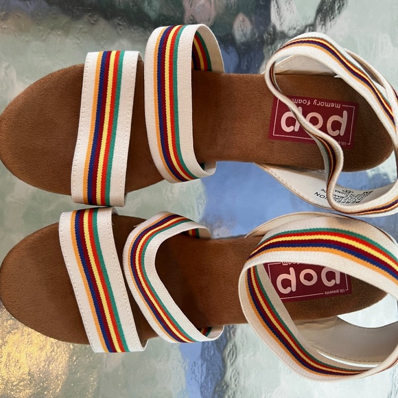 EDL Women's Pop Memory Foam Colorful Platform Sandals - Picture 4 of 10